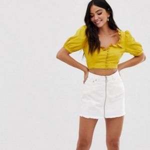 Free People Vintage White High Rise Zip-Front Mini